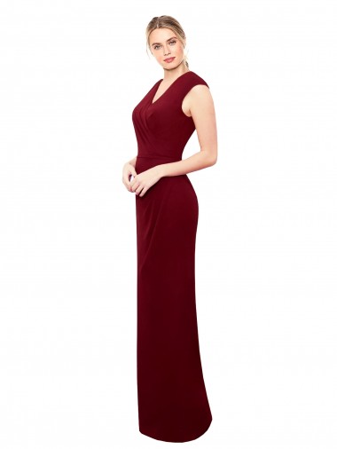 Purchase Cap Sleeves Chiffon Prom Dress with Pleated V-Neck Bodice