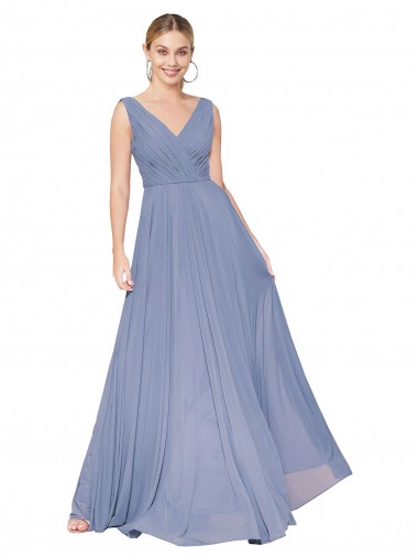 Purchase Floor Length High Neck V-Back Chiffon Prom Dress