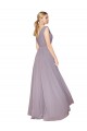 Purchase Draped Floor Length High Neck V-Back Chiffon Prom Dress with Shirred Bodice