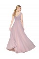 Purchase Draped V-Neck Long Chiffon Prom Dress with Shirred Bodice