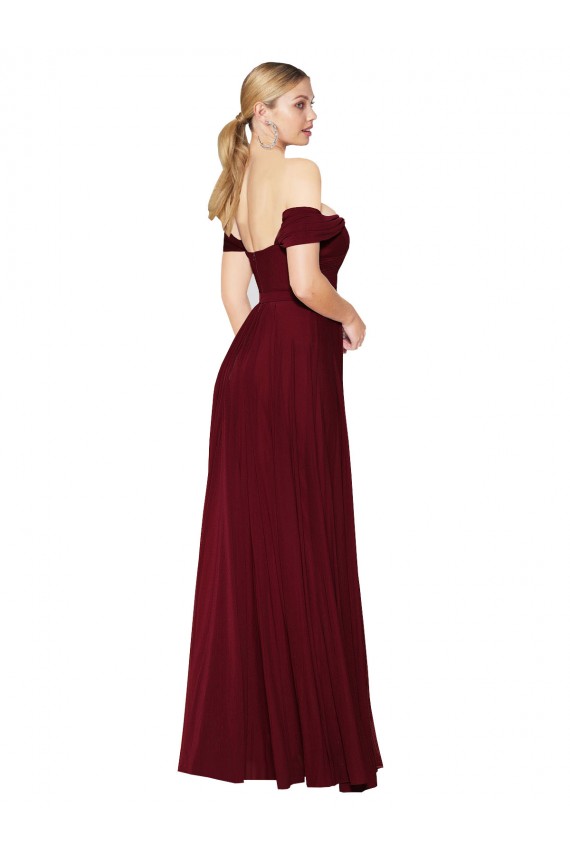 Purchase Shirred Sweetheat Neckline Off the Shoulder Long Chiffon Prom Dress