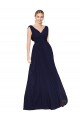 Purchase Draped Long V-Neck Floor Length Chiffon Prom Dress