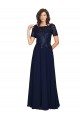 Purchase Short Sleeves A-Line Long Chiffon Prom Dress with Beaded Bodice