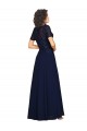 Purchase Short Sleeves A-Line Long Chiffon Prom Dress with Beaded Bodice