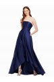 Purchase High Low Strapless Satin Prom Dress with Pockets