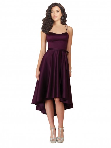 Purchase Elegant High Low Satin Prom Dress with Criss Cross Back