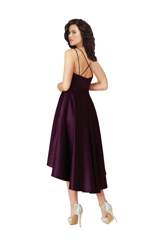 Purchase Elegant High Low Satin Prom Dress with Criss Cross Back