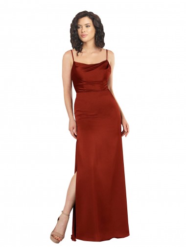 Purchase Floor-Length Silky Satin Prom Dress with Skirt Slit