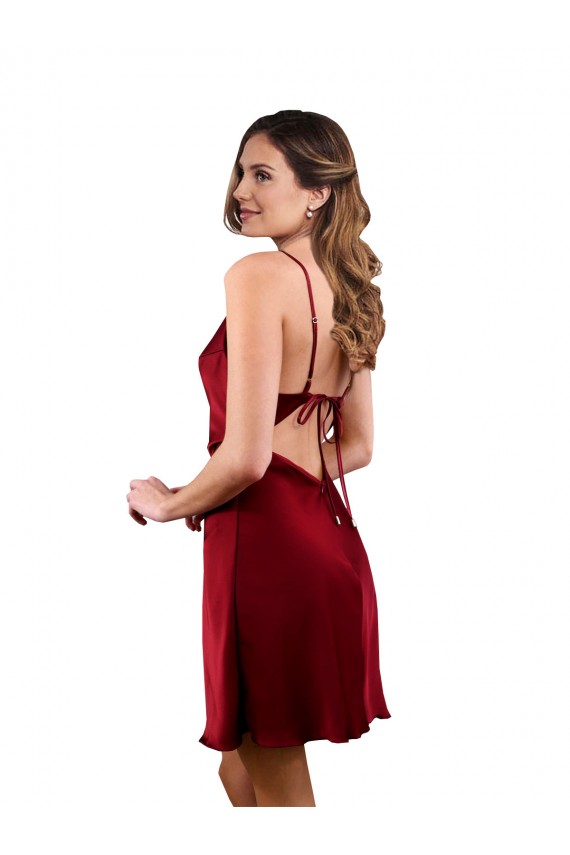 Purchase Midi Length Cowl Neck Silky Satin Short Cocktail Prom Dress / Homecoming Dress