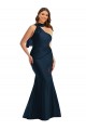 Purchase Scarf Neck One Shoulder Silky Satin Mermaid Prom Dress with Front Slit