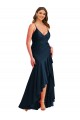 Purchase Pleated Wrap Ruffled High Low Silky Satin Prom Dress