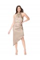 Purchase Silky Satin High Low Midi Length Cocktail Prom Dress / Homecoming Dress with Asymmetric Skirt