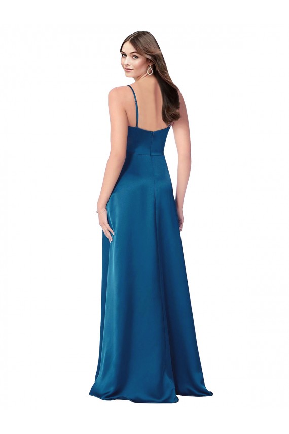 Purchase Cowl Neck Salky Satin Prom Dress