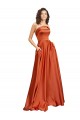 Purchase Strapless Sweep Train Silky Satin Prom Dress with Pleats