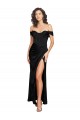 Purchase Fitted Sweetheart Neckline Silky Satin Prom Dress with Off the Shoulder Sleeves and High Slit