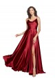 Purchase Cowl Neckline Long Silky Satin Prom Dress with Spaghetti Straps