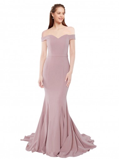 Purchase Off the Shoulder Mermaid Long Sweep Train Prom Dress