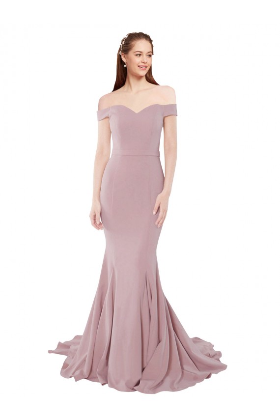 Purchase Off the Shoulder Mermaid Long Sweep Train Prom Dress