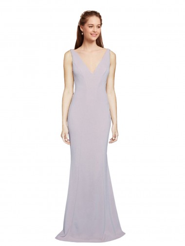 Purchase Cut-Out Back V-Neckline Mermaid Crepe Prom Dress Keyhole Back