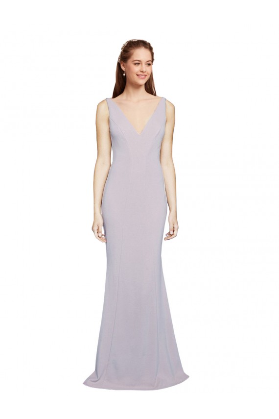 Purchase Cut-Out Back V-Neckline Mermaid Crepe Prom Dress Keyhole Back