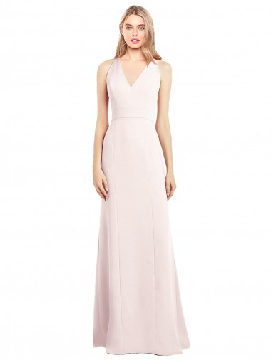 Purchase V-Neck Keyhole Back Crepe Trumpet Prom Dress