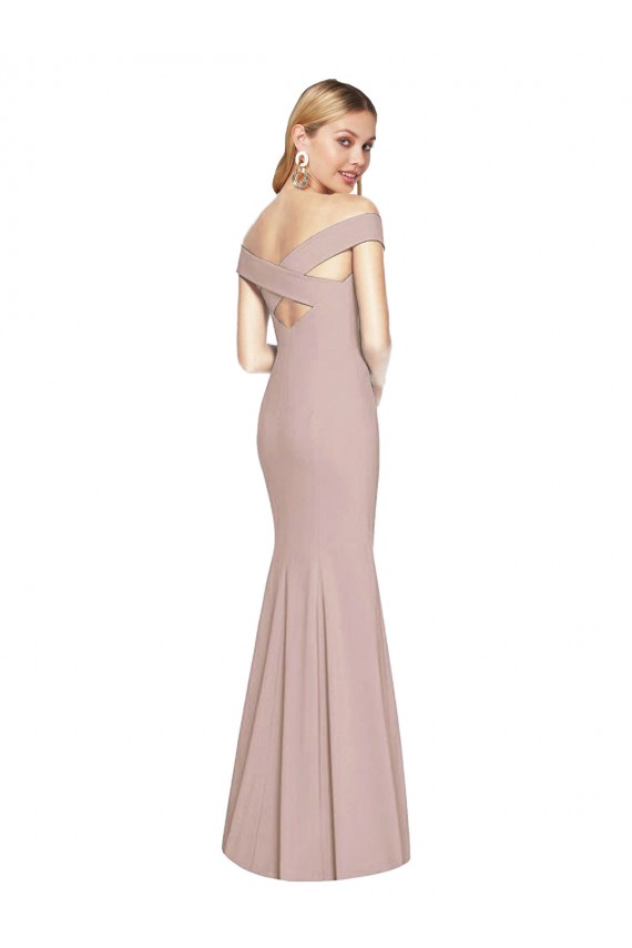 Purchase Off the Shoulder Criss Cross Back Trumpet Prom Dress