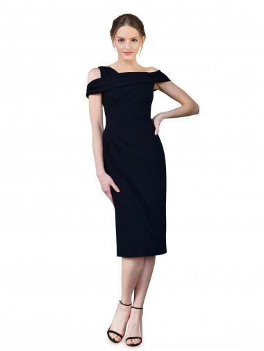 Purchase Draped Cross Shoulder Stretch Crepe Cocktail Prom Dress / Homecoming Dress
