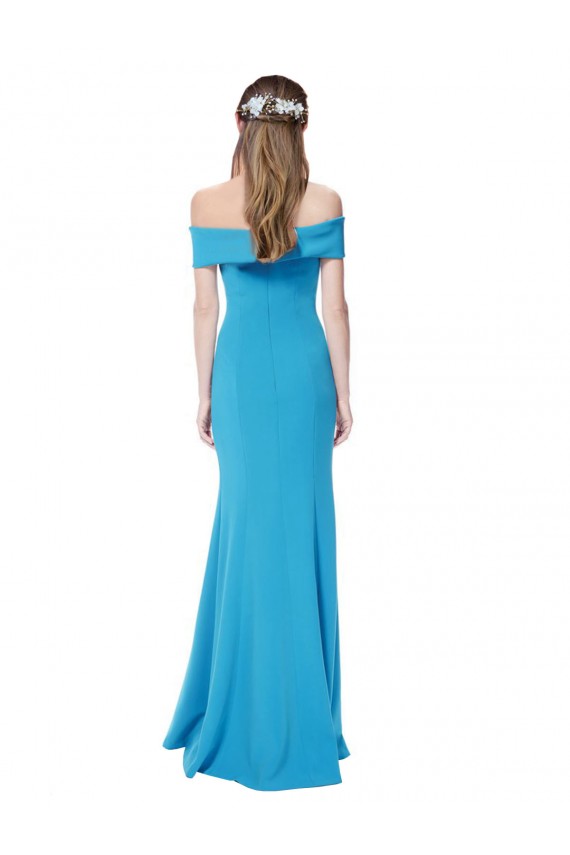 Purchase Off the Shoulder Crepe Prom Dress with Fitted Silhouette