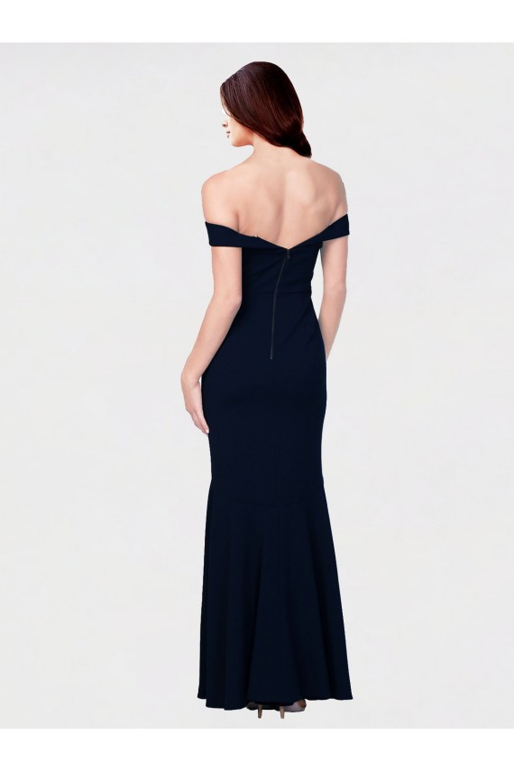 Purchase Mermaid Off the Shoulder Long Crepe Prom Dress with Low Back