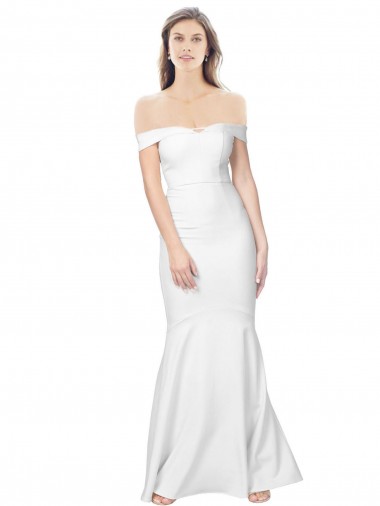 Purchase Mermaid Off the Shoulder Long Crepe Prom Dress with Low Back