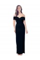 Purchase Off the Shoulder Long Full Length Crepe Prom Dress with Side Split