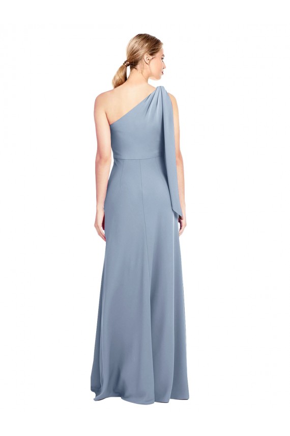 Purchase Draped Flutter Sleeves One Shoulder Stretch Crepe Prom Dress