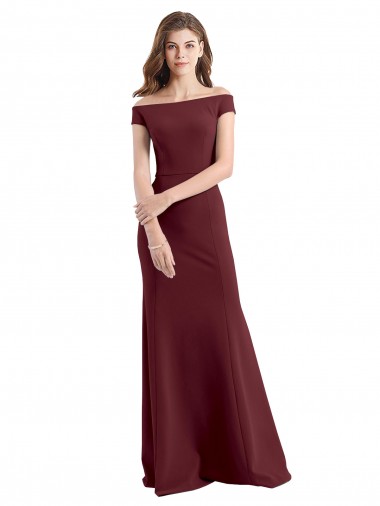 Purchase Off the Shoulder Fit and Flare Stretch Crepe Prom Dress