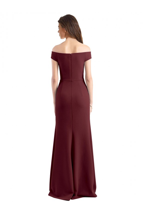 Purchase Off the Shoulder Fit and Flare Stretch Crepe Prom Dress