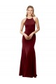 Purchase Fit and Flare Halter Neckline Stretch Crepe Prom Dress with Strappy Back