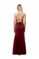 Purchase Fit and Flare Halter Neckline Stretch Crepe Prom Dress with Strappy Back