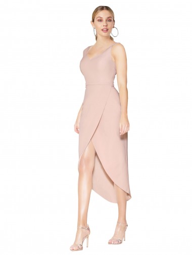 Purchase Short Knee Length Crepe Cocktail Dress / Prom Dress