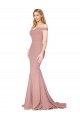 Purchase Off the Shoulder Sweetheart Long Sweep Train Crepe Prom Dress