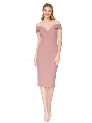 Purchase Knee Length Off the Shoulder Sweetheart Crepe Cocktail Prom Dress / Homecoming Dress