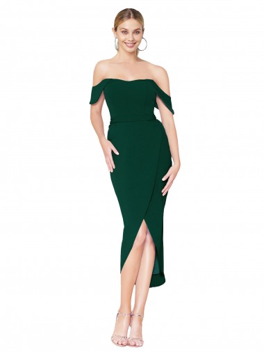 Purchase Off the Shoulder Short Knee Length Crepe Wrap Cocktail Prom Dress / Homecoming Dress