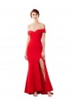 Purchase Off the Shoulder Sweetheart Maxi Crepe Prom Dress With Thigh Split and Train