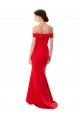 Purchase Off the Shoulder Sweetheart Maxi Crepe Prom Dress With Thigh Split and Train