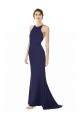 Purchase Fishtail High Neck Maxi Crepe Bridesmiad Dress with Strappy Back Detail