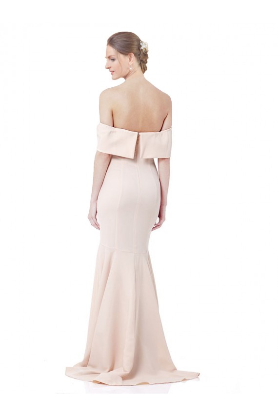Purchase Mermaid Bardot Maxi Crepe Bridesmiad Dress with Fishtail Train