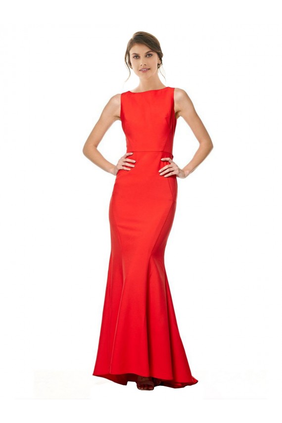 Purchase High Neck Maxi Crepe Bridesmiad Dress with Exaggerated Back Ruffle