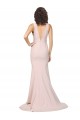Purchase Deep Plunging V-Neckline Full Length Crepe Prom Dress with Deep V-Backline
