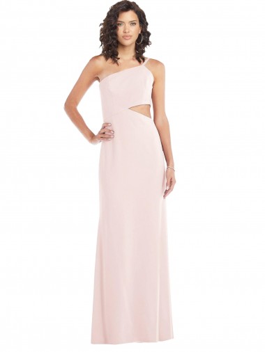 Purchase Flirty One Shoulder Midriff Cutout Maxi Crepe Prom Dress