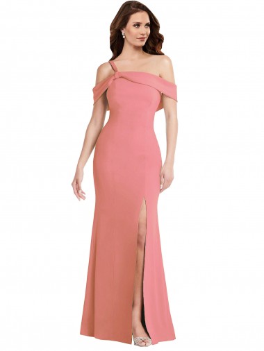Purchase One Shoulder Draped Cuff Maxi Prom Dress with Front Slit