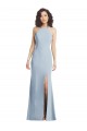 Purchase High Neck Halter Crepe Prom Dress with Twist Criss Cross Back