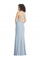 Purchase High Neck Halter Crepe Prom Dress with Twist Criss Cross Back